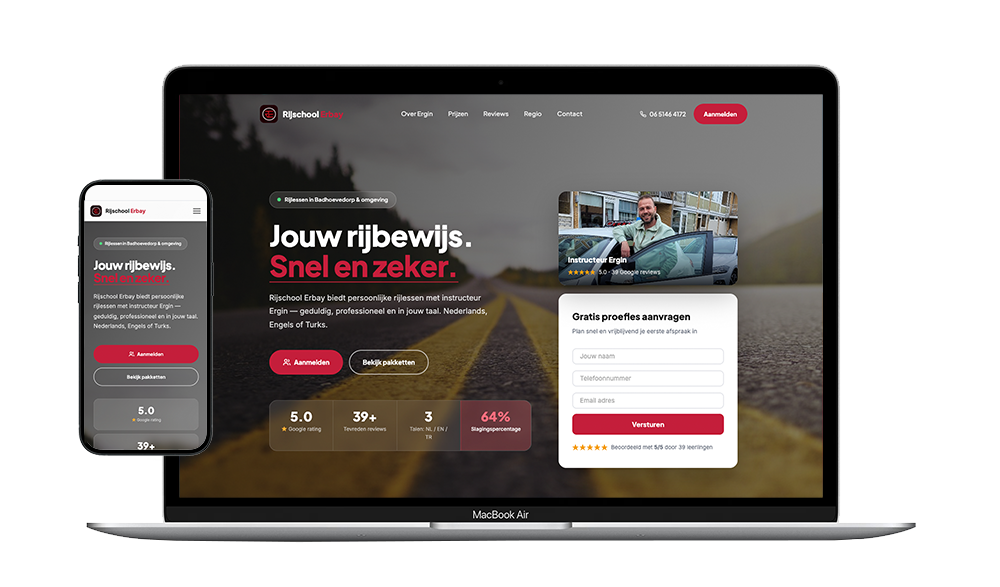 Website gebouwd door Flowadvice voor een rijschool